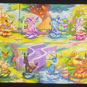 Pokemon Prismatic Evolutions Eevee TCG Mini Tin Art Cards Promo 8/8 Complete